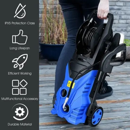 Costway 2030PSI Electric Pressure Washer Cleaner 1.7 GPM 1800W with Hose Reel Blue image {6}