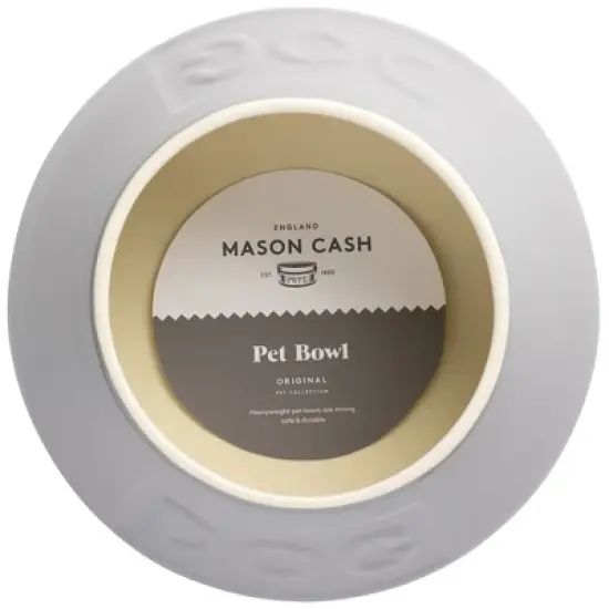 Mason Cash: Non-Tip Dog Bowl, Grey, 8.3", 54oz, Food & Water Angled Dish image {1}