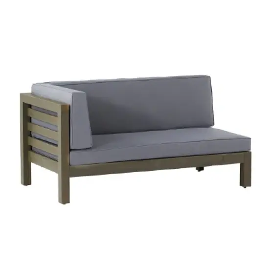 FIONECA Right Corner Bench with Coffee Table, Outdoor Patio Seating Set, Dark Grey Finish image {4}