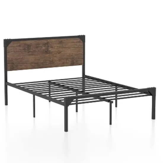 Margrit Two-Tone Design Platform Bed Dark Brown - miBasics image {2}