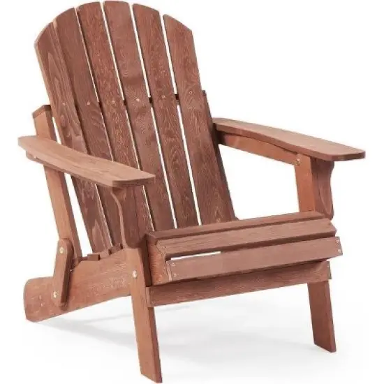 CAVINAS Oversized Pre-Assembled Hemlock Wood Outdoor Folding Adirondack Chair, Portable Chairs for Adults, Patio Chair for Garden Backyard Porch image {1}
