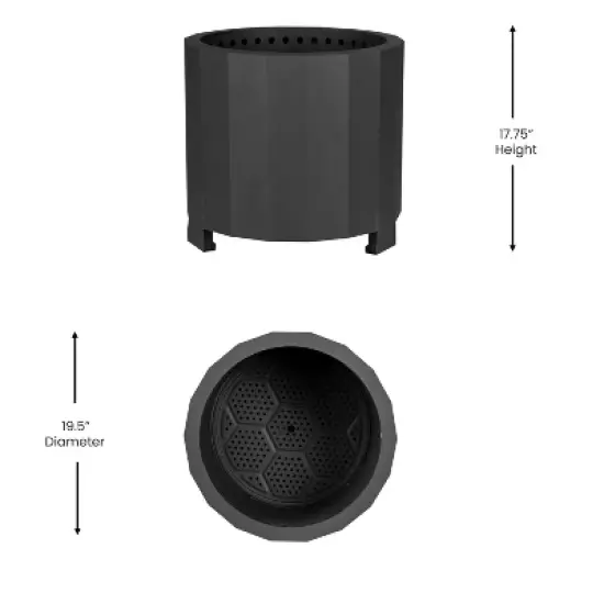 Merrick Lane Portable Steel Smokeless Wood Burning Outdoor Firepit with Waterproof Cover image {9}