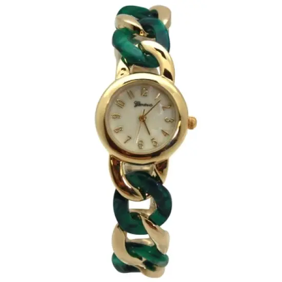 Olivia Pratt Gold Chain and Tortoise Strap Women Watch image {5}