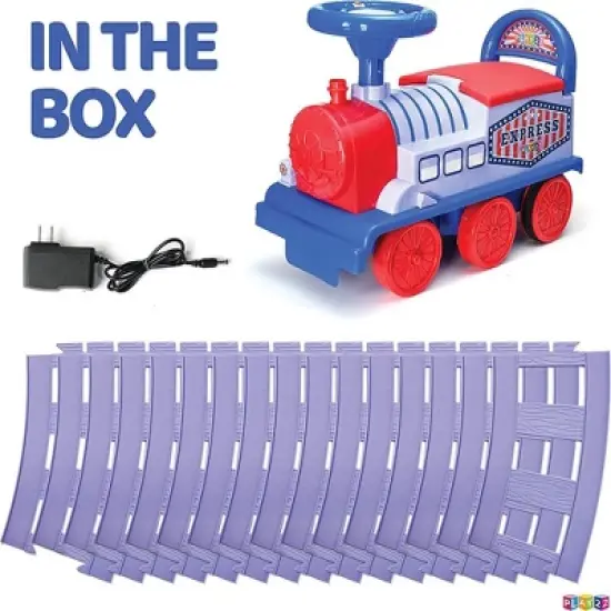 Ride On Toy Train with Tracks - Electric Features Fun Flashing Lights and Music, Storage Seat, 16 Tracks - Playable Without Tracks &ndash; Play22Usa image {5}