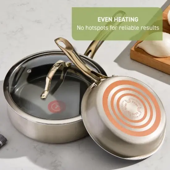 T-fal 13pc Ceramic Nonstick Cookware Set, Preserve Ceramic, Champagne image {6}