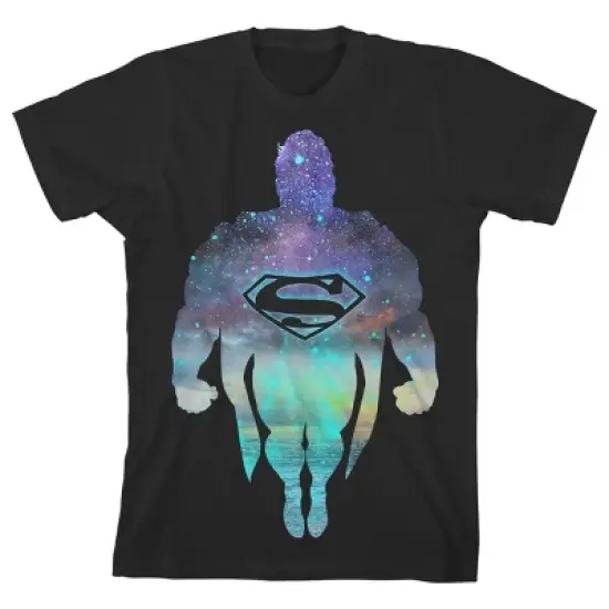 Superman Cosmic Silhouette Black T-shirt Toddler Boy to Youth Boy image {4}