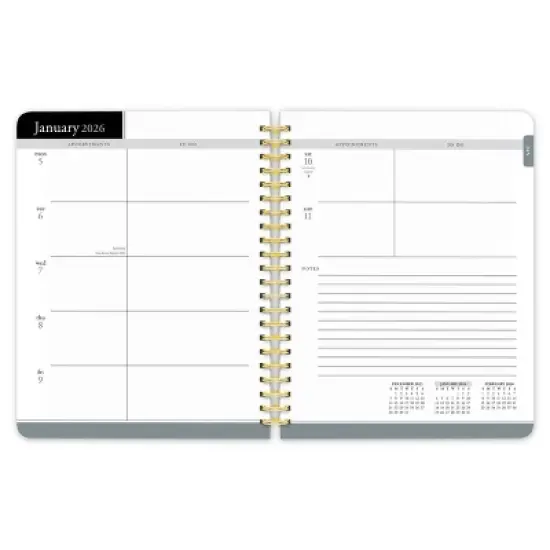 BrownTrout 2026 Black Solid 6"x7.75" Desk Planner Foil Stamped Cover image {2}