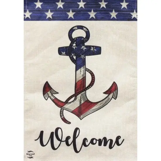 American Anchor Summer Burlap Garden Flag Welcome Patriotic 18" x 12.5" Briarwood Lane image {2}