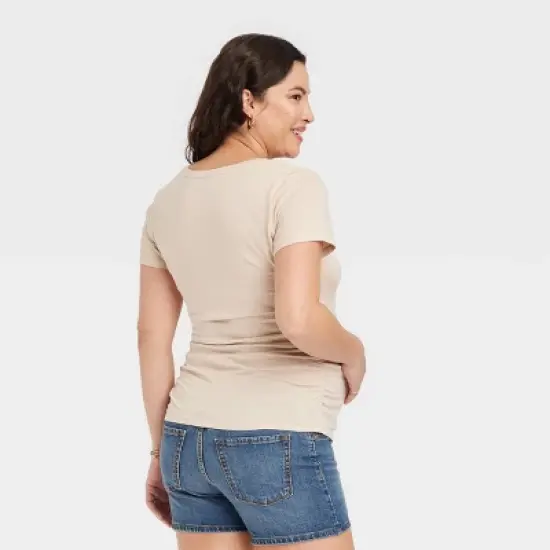 Short Sleeve V-Neck Maternity T-Shirt - Isabel Maternity by Ingrid & Isabel&trade; image {1}