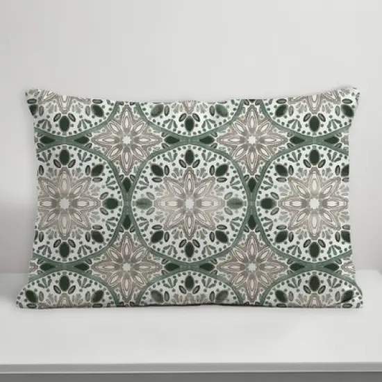 Creative Products Faded Gray Green Medallions 14x20 Indoor / Outdoor Pillow image {4}