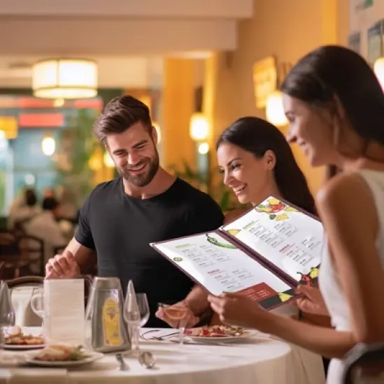 WeChef 30 Packs Menu Covers 8.5 x 14" Triple Fold 6 view double stitch Restaurant Cafe Burgundy Red image {2}