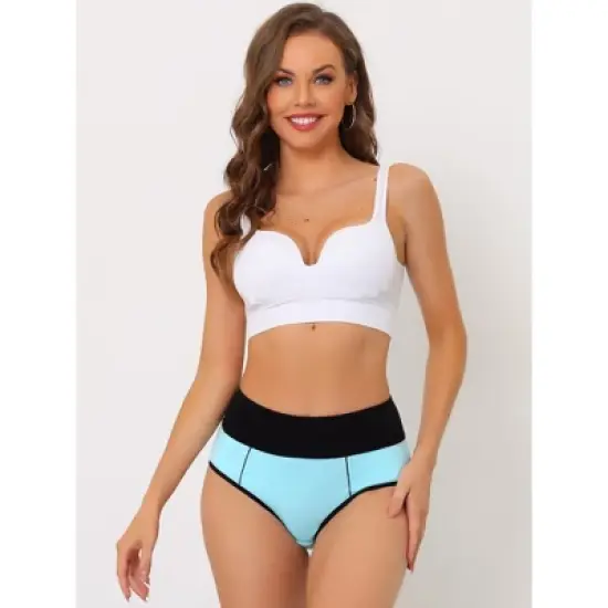 Allegra K Women's High Waist Tummy Control Color-Block Available in Plus Size Brief image {3}