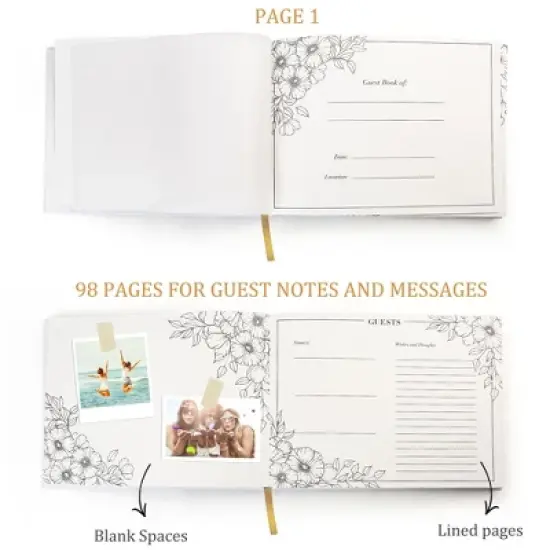 LotFancy Wedding Guest Book, Personalized Guest Book Reception, 128 Pages Thick Paper image {2}