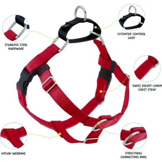 2 Hounds Design Freedom No Pull Dog Harness 1" LG Red image {1}