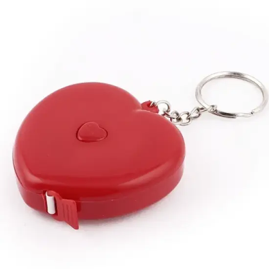 Unique Bargains Plastic Heart Shaped Retractable Measuring Tape Ruler Keyring image {2}