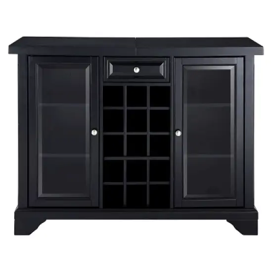 LaFayette Sliding Top Bar Cabinet - Black - Crosley image {3}