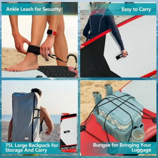 Acekool 11'&times;33" Inflatable Stand Up Paddle Board for Adults, Stable SUP with Accessories, Backpack, Pump, Adjustable Paddle, Fin image {3}