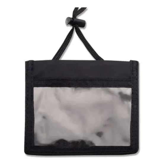 Advantus ID Badge Holders with Convention Neck Pouch, Horizontal, Black/Clear 5" x 4.25" Holder, 2.75" x 4" Insert, 48" Cord, 12/Pack image {2}