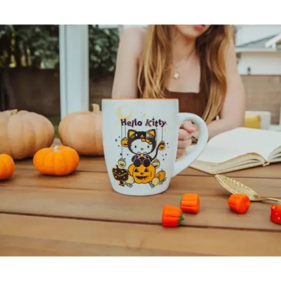 Silver Buffalo Sanrio Hello Kitty Pumpkin Patch Jumbo Curved Ceramic Latte Mug | Hold 25 Ounces image {2}