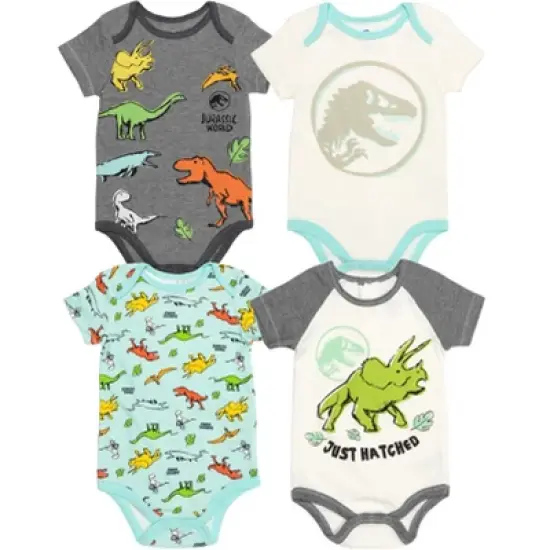 Jurassic World Jurassic World Dinosaur Baby 4 Pack Bodysuits Newborn to Infant  image {11}
