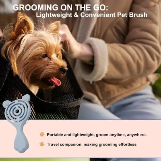 BABYYER Cat-Ear Design Puppy Brush, Gentle Soft-Bristle Small Dogs Plastic Detangling Grooming Tool, Fit for for Furry Pet image {5}