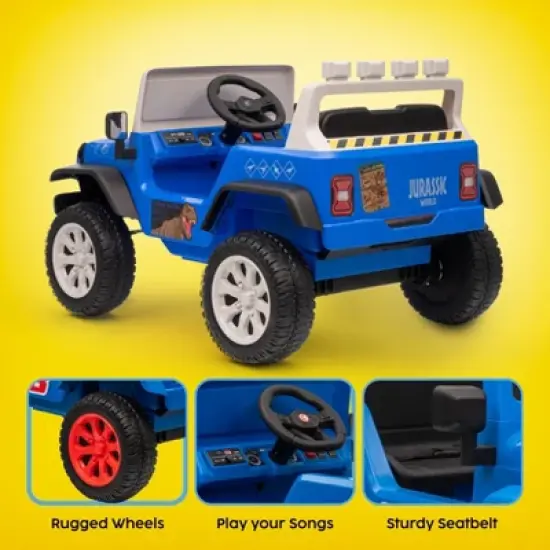 12V Jeep - Jurassic World Kids Ride‑On Car with LED Lights and Rechargeable Battery image {2}