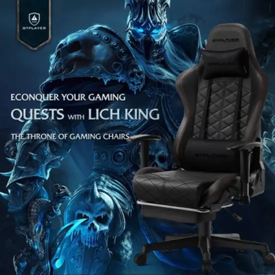 GTPLAYER Gaming Chair with Bluetooth Speakers and Footrest High Back Office Chair Red image {1}