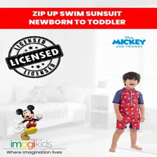 Disney Mickey Mouse Zip Up Swim Sunsuit Toddler image {1}