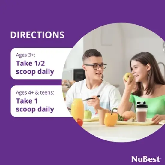 NuBest Tall Protein - Height Growth & Bone Strength Chocolate Shake with Probiotics for Kids & Teens, Ages 3+, 15 Servings image {3}