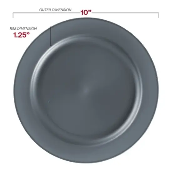Smarty Had A Party 10" Charcoal Gray Plastic Dinner Plates - 120 pcs image {2}