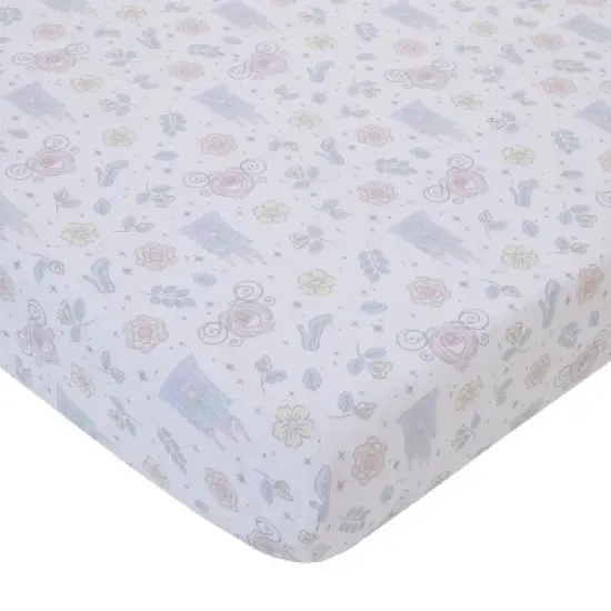 Disney Sweet Princess Light Blue, Pink, and White Cinderella 3 Piece Nursery Crib Bedding Set image {2}