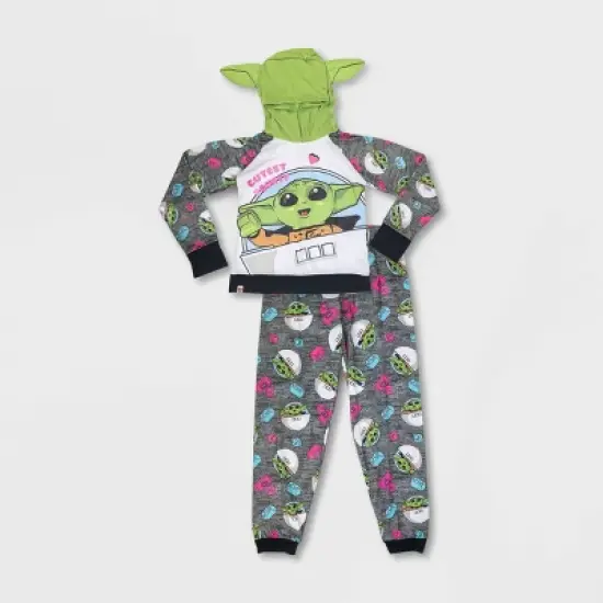 Girls' LEGO Star Wars: The Mandalorian The Child 2pc Hooded Pajama Set - Gray image {4}