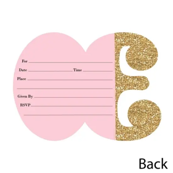 Big Dot of Happiness Chic 30th Birthday - Pink, Black and Gold - Shaped Fill-in Invites - Birthday Party Invitation Cards with Envelopes - Set of 12 image {3}