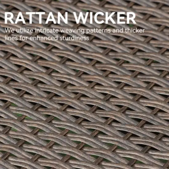 Buenhomino 3-Piece Patio Set, Wicker Swivel Glider Chairs & Side Table, Weather-Resistant with Cushions for Porch, Deck, or Balcony image {8}