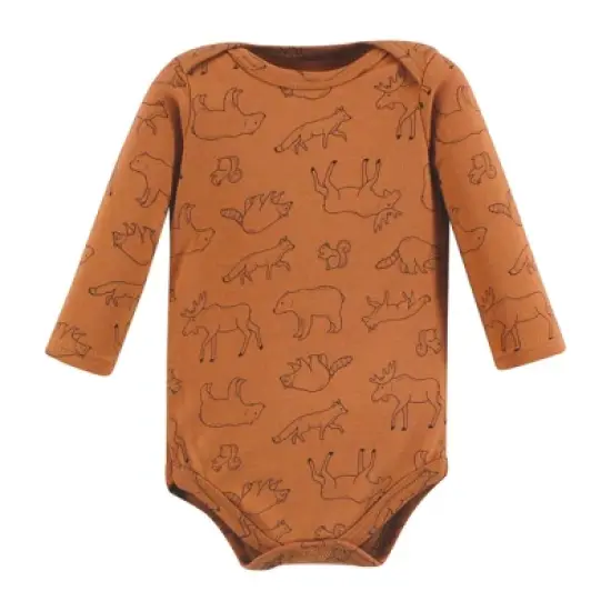 Hudson Baby Infant Boy Cotton Long-Sleeve Bodysuits, Into The Woods Prints 7-Pack image {2}