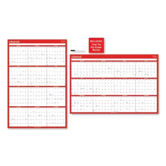 Erasable Wall Calendar, 24 x 36, White/Red Sheets, 12-Month (Jan to Dec): 2026 image {1}