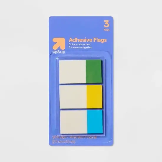 Adhesive Flags 3 Pads 90ct Tabbed Multicolor - up&up&trade; image {3}