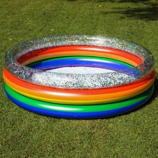 PoolCandy Inflatable Sunning Pool Classic Rainbow Glitter Day Pool Tanning Relaxing Sun In Fun Great For Adults & Kids Backyard BBQ Parks image {2}