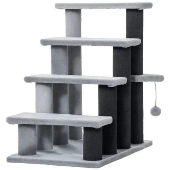 SKYONE Cat Stair Steps with Soft Flannel, Scratching Post & Hanging Ball - Joint-Friendly Pet image {8}