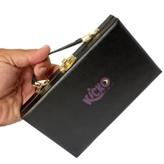 Kicko Classic Domino Set Double Six in Wooden Box, Up to 2-4 Players, 28 Pieces, Black image {1}