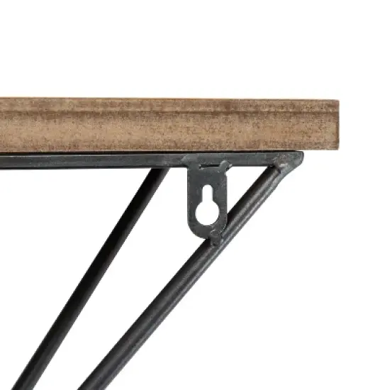 Wall Mount Floating Shelf with Diamond Shaped Iron Bracket Brown - Danya B. image {4}
