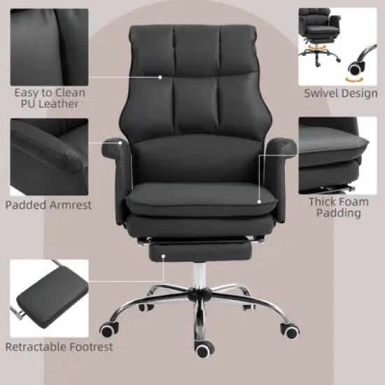 NicBex Executive Office Chair with Footrest, Ergonomic Gaming Chair with Lumbar Support and High-Back, Swivel Lounge Chair for Office image {4}