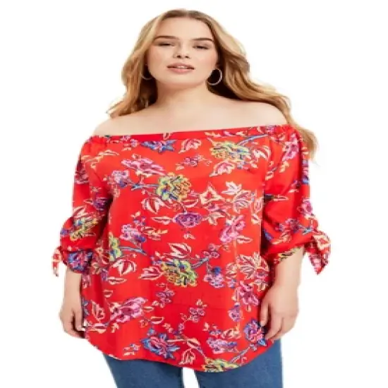 June + Vie by Roaman's Women&rsquo;s Plus Size Off-The-Shoulder Top image {2}