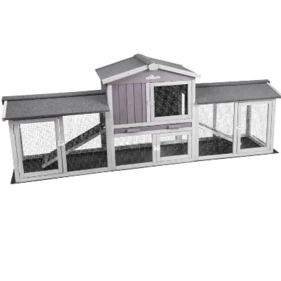 Aivituvin Extra Large Rabbit Hutch | Chicken Coop for 2-3 Small Pets (Inner Space 9.6ft&sup2;)-AIR04-B image {9}