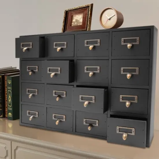 YIYIBYUS Traditional 16 Drawers Wood Apothecary Chest Storage Cabinet image {2}