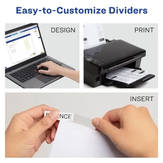 Avery 5 Tab Binder Dividers, White with Insertable Clear Big Tabs, 1 Set Pack, 8 Packs, 8 Sets Total (11122) image {1}