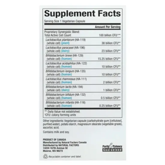 Natural Factors Ultimate Probiotic, Critical Care, 100 Billion CFU, 30 Vegetarian Capsules image {1}
