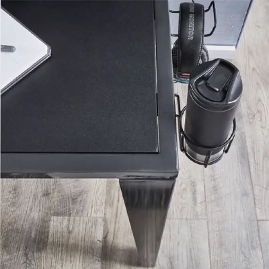 Juneau Metal Computer Desk with USB Charging Port and Adjustable Shelf Gray - Inspire Q image {4}