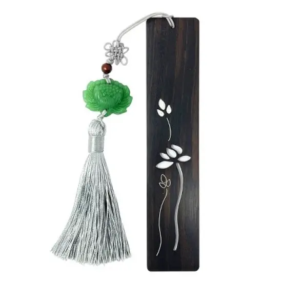 Wrapables Sandalwood Bookmark with Pendant Tassel for Book Lovers and Readers, Water Lily image {7}