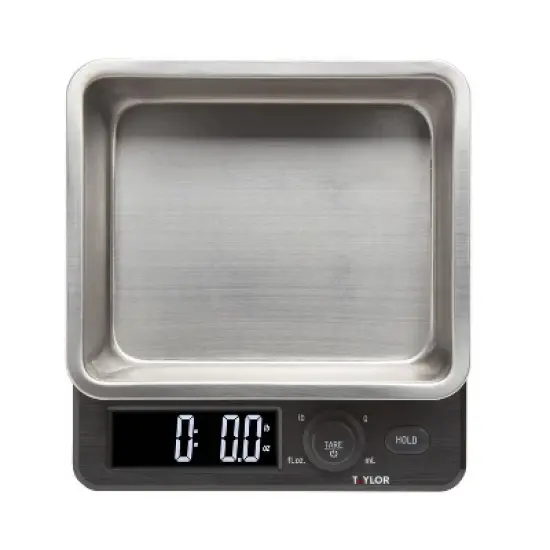 Taylor 22lb Stainless Steel Digital Kitchen Food Scale with Container Black/Gray: Oversized Display, 22lb Capacity image {10}